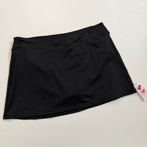 Lands End Swim Bottoms Skirt Skort Travel Beach Pool Cruise Resort Modest Black